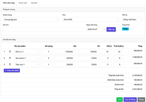 Đơn hàng linh hoạt